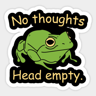 no thoughts head empty frog retro word art meme Sticker